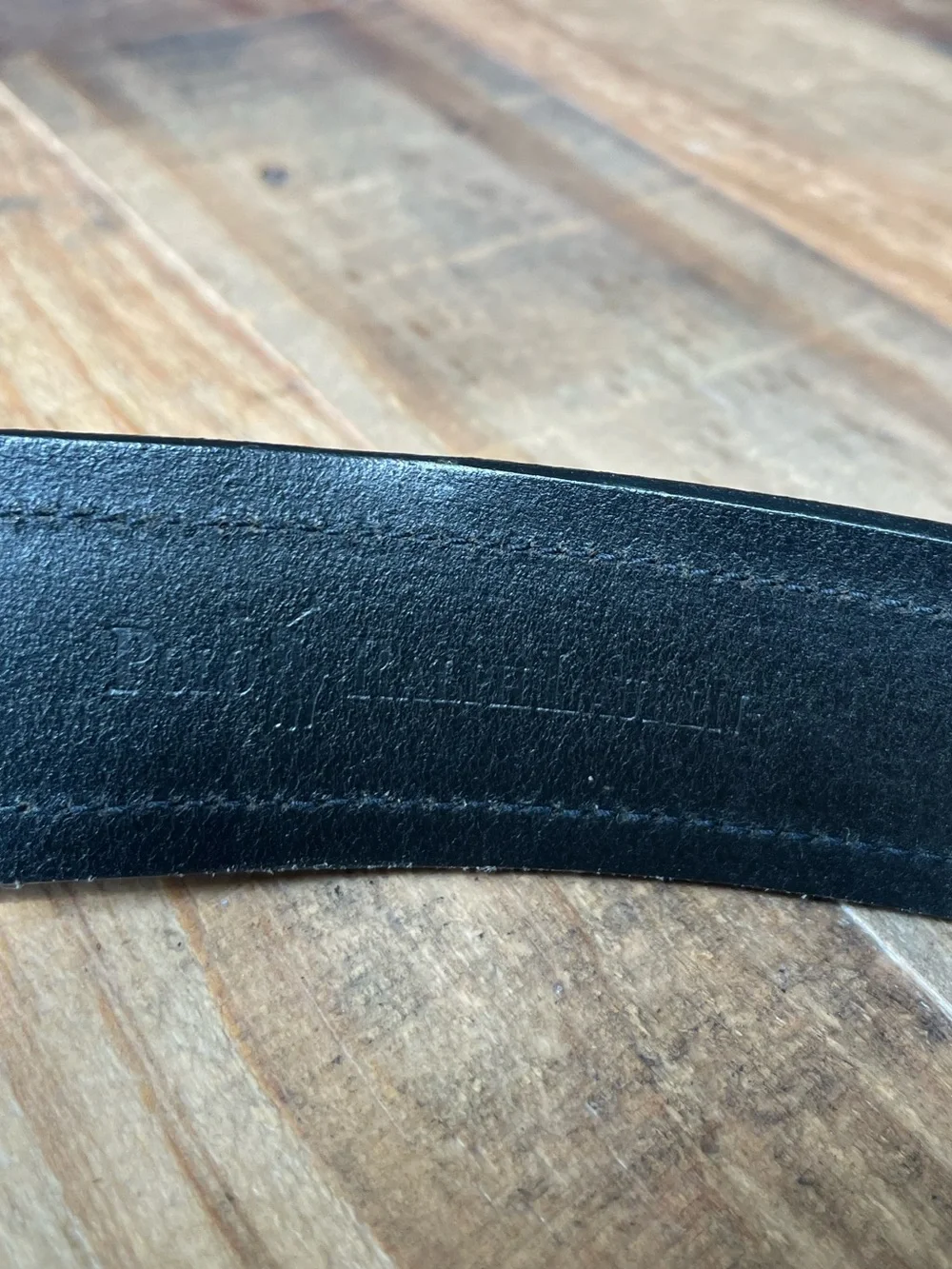 Polo Ralph Lauren Belt Black Italian Leather Solid Brass Buckle Stitch Mens 40